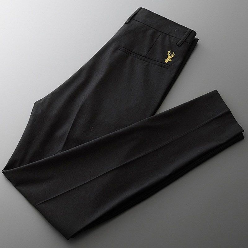 夏季休闲裤男士修身小脚垂感九分西裤商务西装裤坠感西服裤子男潮