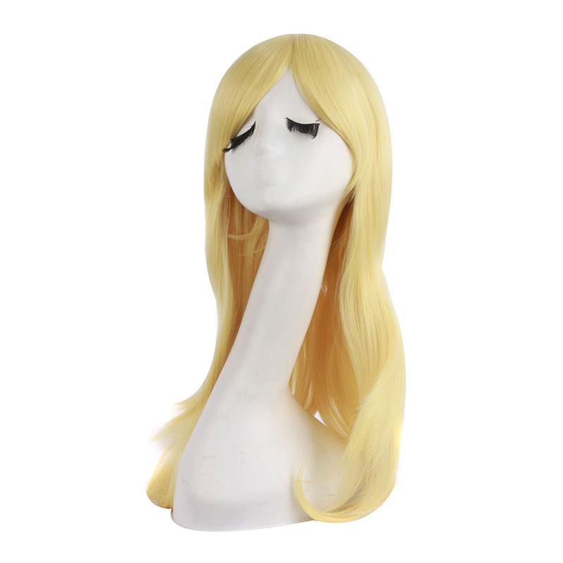 潼漫 cos假发女长发动漫高温丝金色齐斜刘海万用微卷70cm全头套
