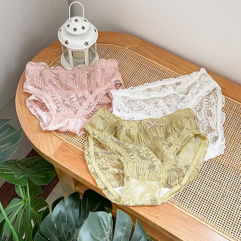 蕾丝尤物~柔美镂空蕾丝仙气中腰内裤女性感花边三角裤女舒适夏季