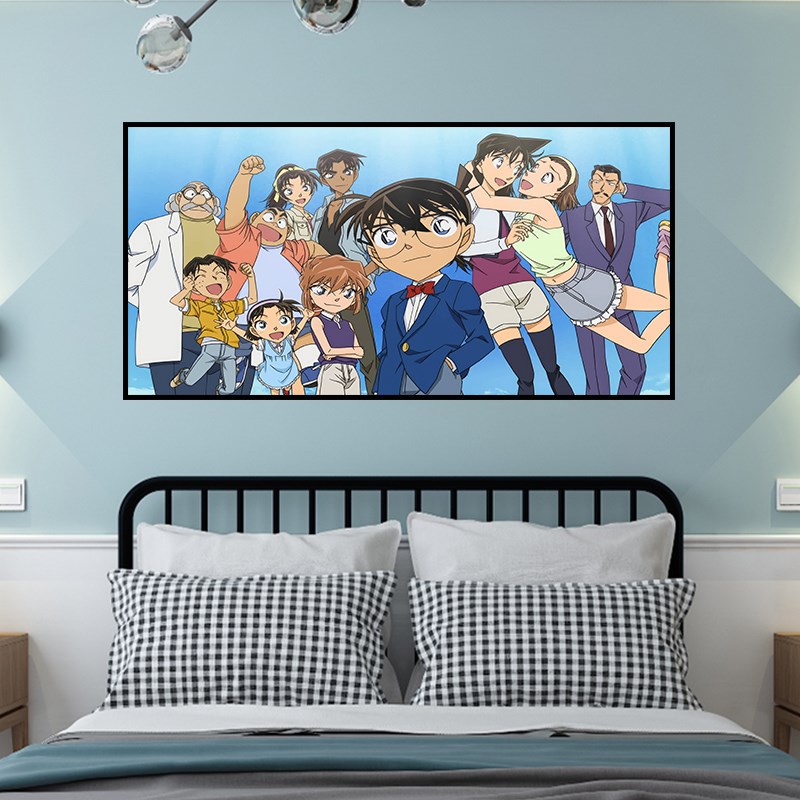 名侦探柯南全家福装饰画二次元卡通动漫海报画客厅沙发背景墙挂画