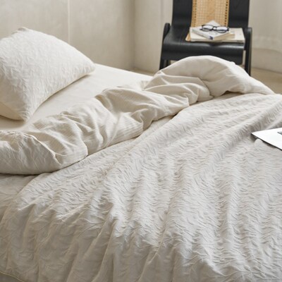 内田二章Violin日式诧寂素色浮雕松软双层纱纯棉全棉四件套床品