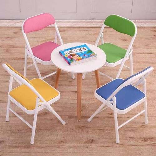 小摺叠椅小童椅子靠背休闲家用儿童椅矮凳子可携式卡通摺椅金属座