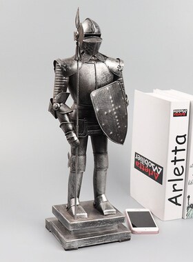 中世纪罗马士兵模型铁皮工艺品怀旧盔甲人橱窗柜收藏装饰复古摆件