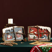 泓瀚 圣诞壁挂圣诞装 饰品圣诞树老人雪人木质挂件带灯