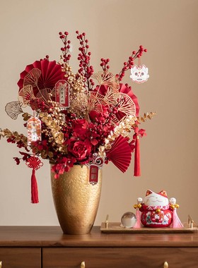 福桶摆件客厅轻奢高档乔迁新居礼品结婚新房红色新年装饰搬家礼物