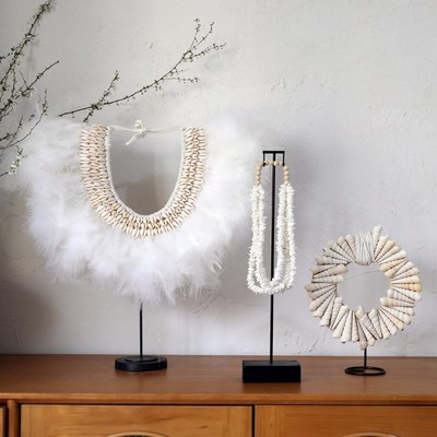 野路。北欧风手工羽毛贝壳摆件高颜值家居桌面客厅民宿样板房装饰