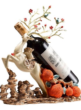 麋鹿红酒架新中式装修风格客厅酒柜餐边柜葡萄酒架装饰摆件送礼品