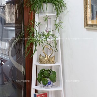 纯实木落地多层花架置物架 花架子 客厅阳台实木花架 吊兰架 花架