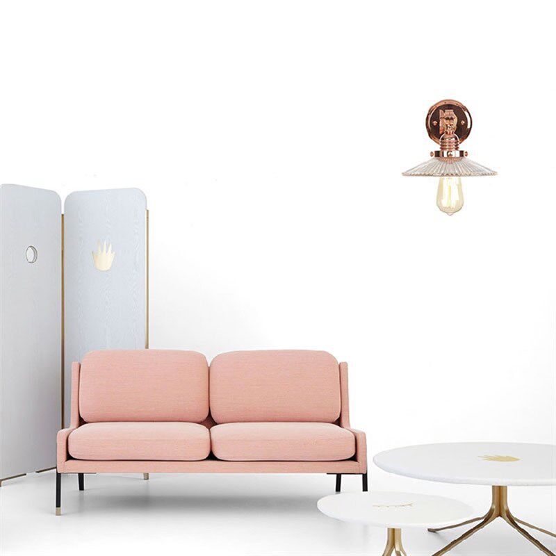 玫瑰金美式单节复古漫咖啡餐厅卧室伸缩玻璃木艺壁灯臂铁艺灯具