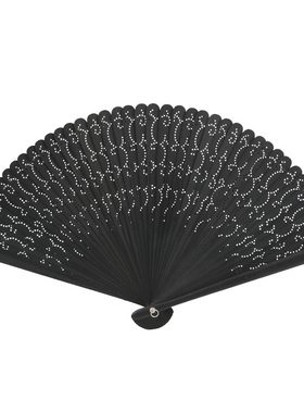 梦忆莲迷你日式竹折叠扇中国风汉服男女夏季舞蹈旗袍黑色全竹扇子