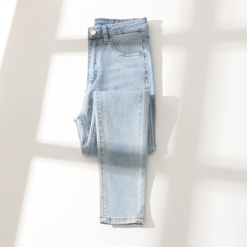 高腰修身小脚牛仔裤女春秋款2025新品弹力紧身显瘦铅笔八分九分裤