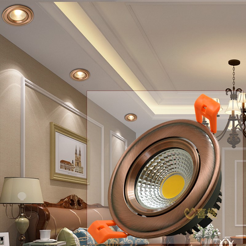 美式筒灯led天花灯嵌入式商用射灯客厅吊顶古典三色家居暗装桶灯
