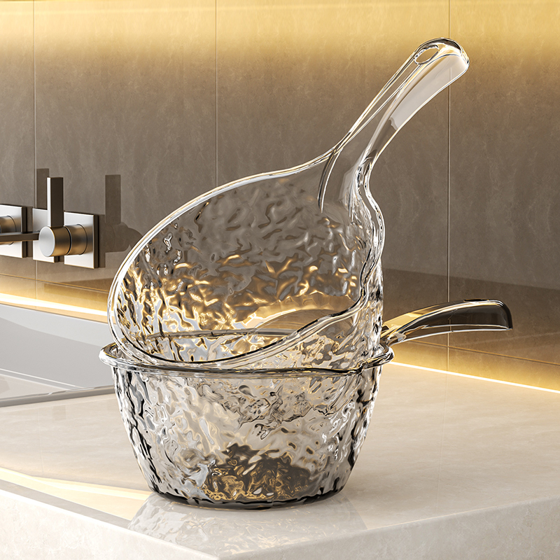 水瓢家用厨房大号水勺加深加厚摔不破长柄透明塑料洗头勺子舀水瓢