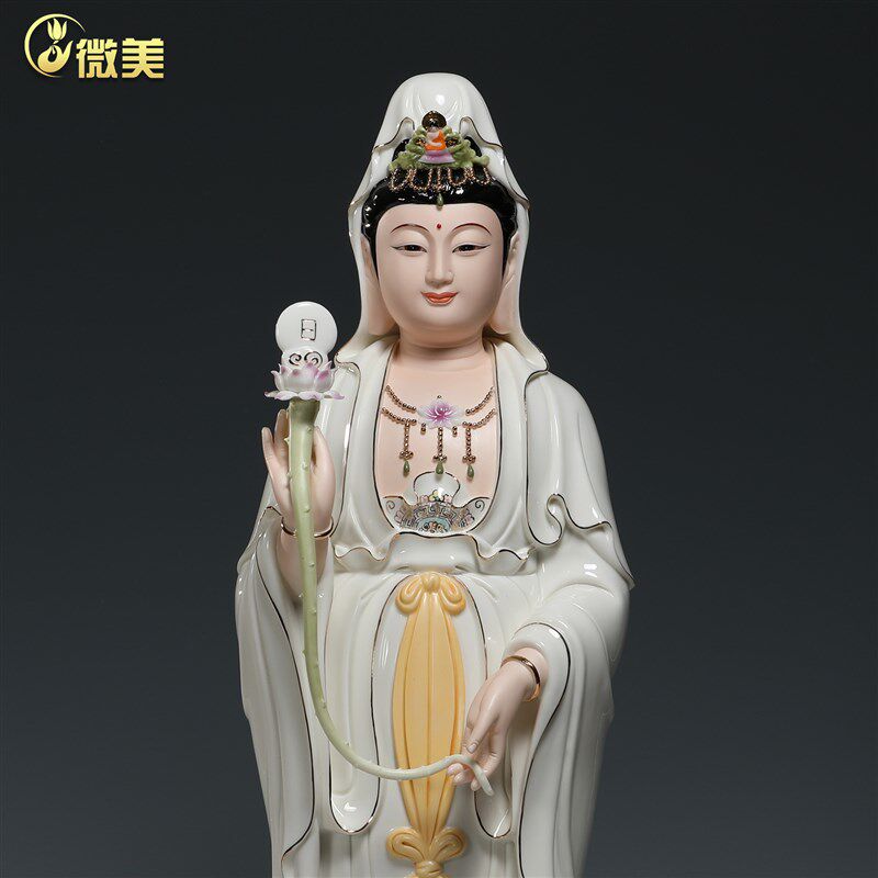 微美陶瓷东方三圣佛像摆件药师佛居家供奉客厅日光菩萨月光菩萨像