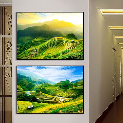梯田自然风景装饰画 农家山庄餐厅走廊壁画 宾馆旅社房间客房挂画