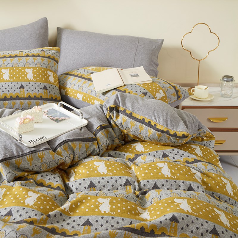 动漫卡通风针织棉提花全棉四件套天竺棉裸睡纯棉被套床单床笠床品