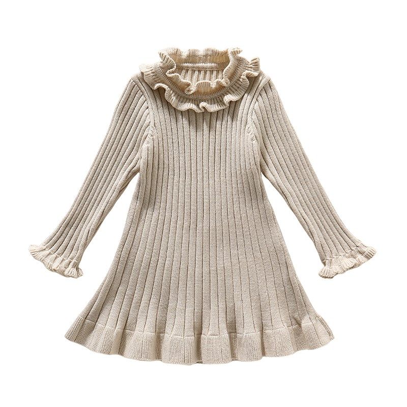 儿童长款毛衣裙冬款洋气小童连衣裙秋款女童针织裙子冬装加厚网红