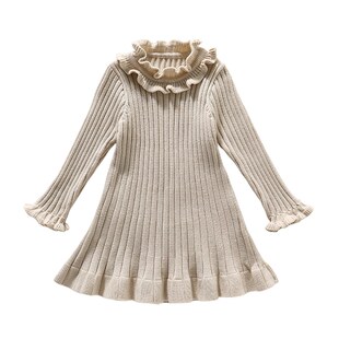 儿童长款毛衣裙冬款洋气小童连衣裙秋款女童针织裙子冬装加厚网红