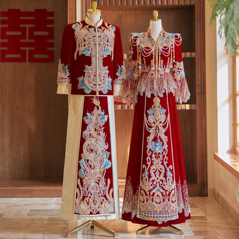 男装秀禾服2024新款中式新郎结婚礼服男士大码秀和男唐装婚服接亲