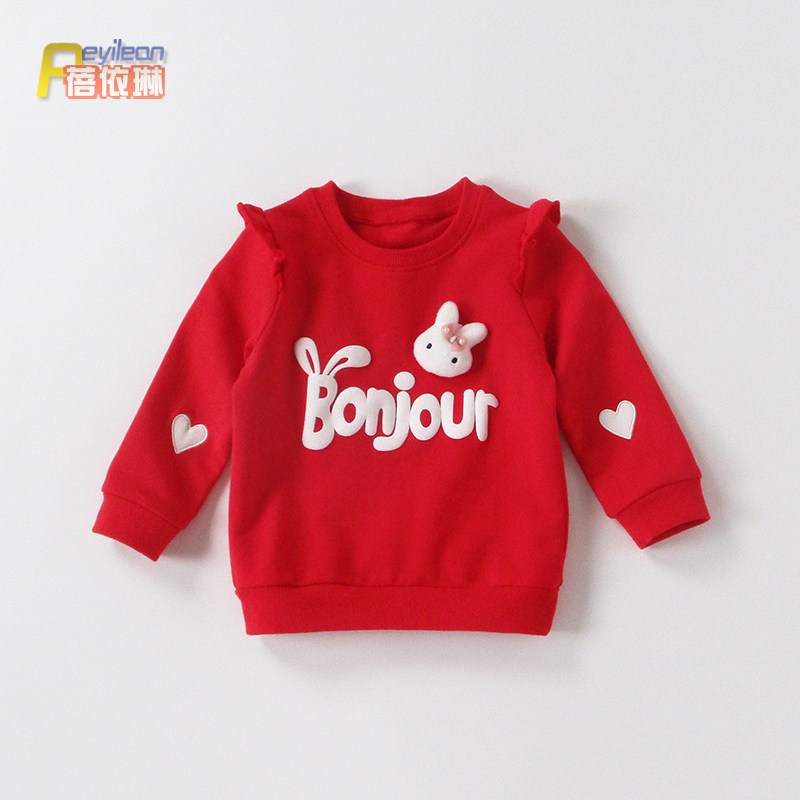 婴幼儿秋装女宝宝红色卫衣春秋薄款0一1-3岁春款小女童公主可爱潮