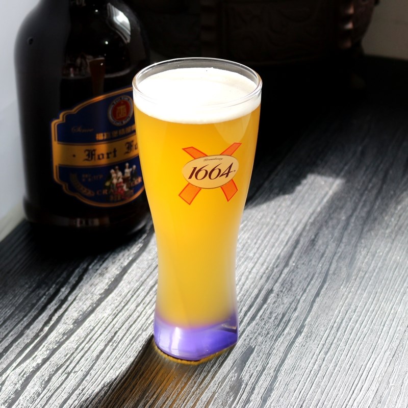 创意1664精酿啤酒杯收腰小麦杯黑啤杯烧烤酒吧冰啤杯大容量玻璃杯