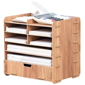 多层文件架抽屉式 文件架子多层资料架文件收纳架办公室木质文件框