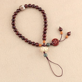 手机链短款 手腕挂绳古风佛系小叶紫檀玉石可拆卸创意挂饰吊绳男女