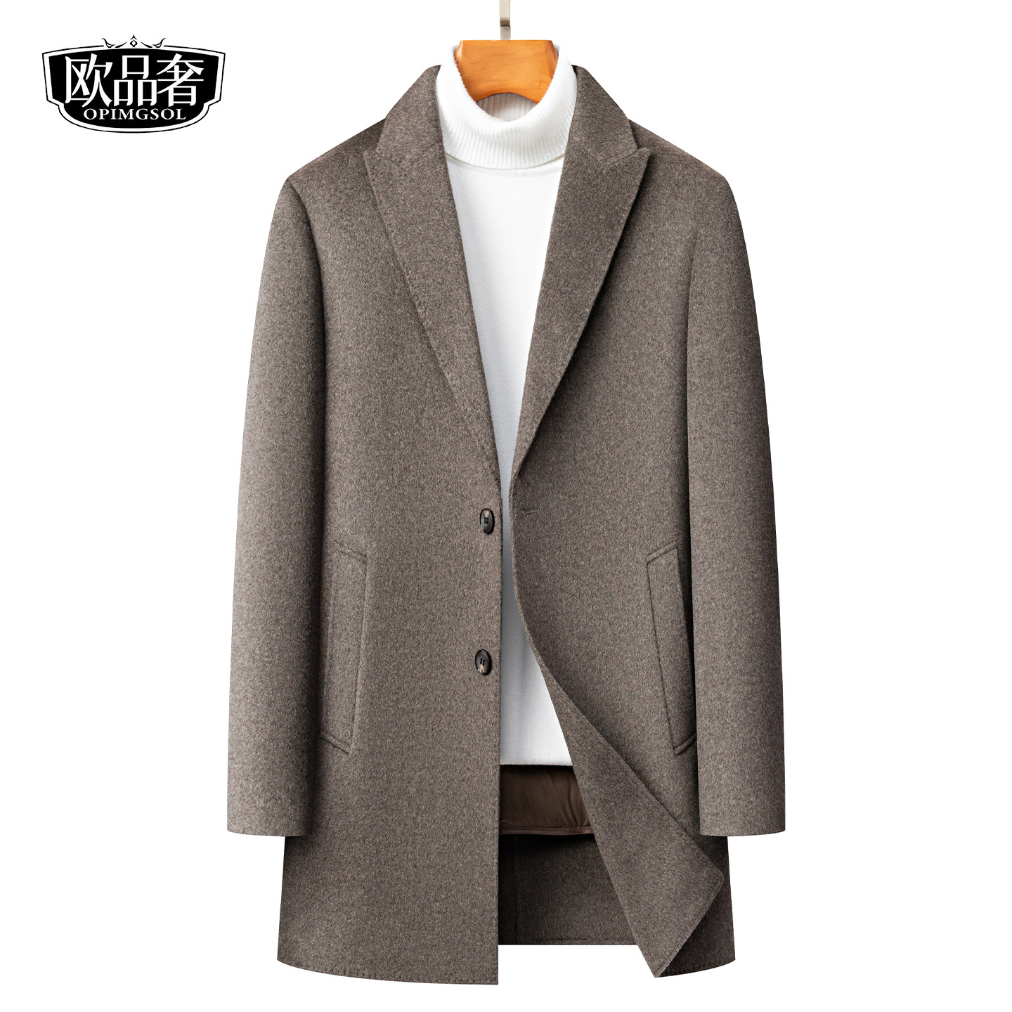 双面绒大衣男士中长款西装领羽绒服内胆可脱卸冬季保暖羊毛呢外套