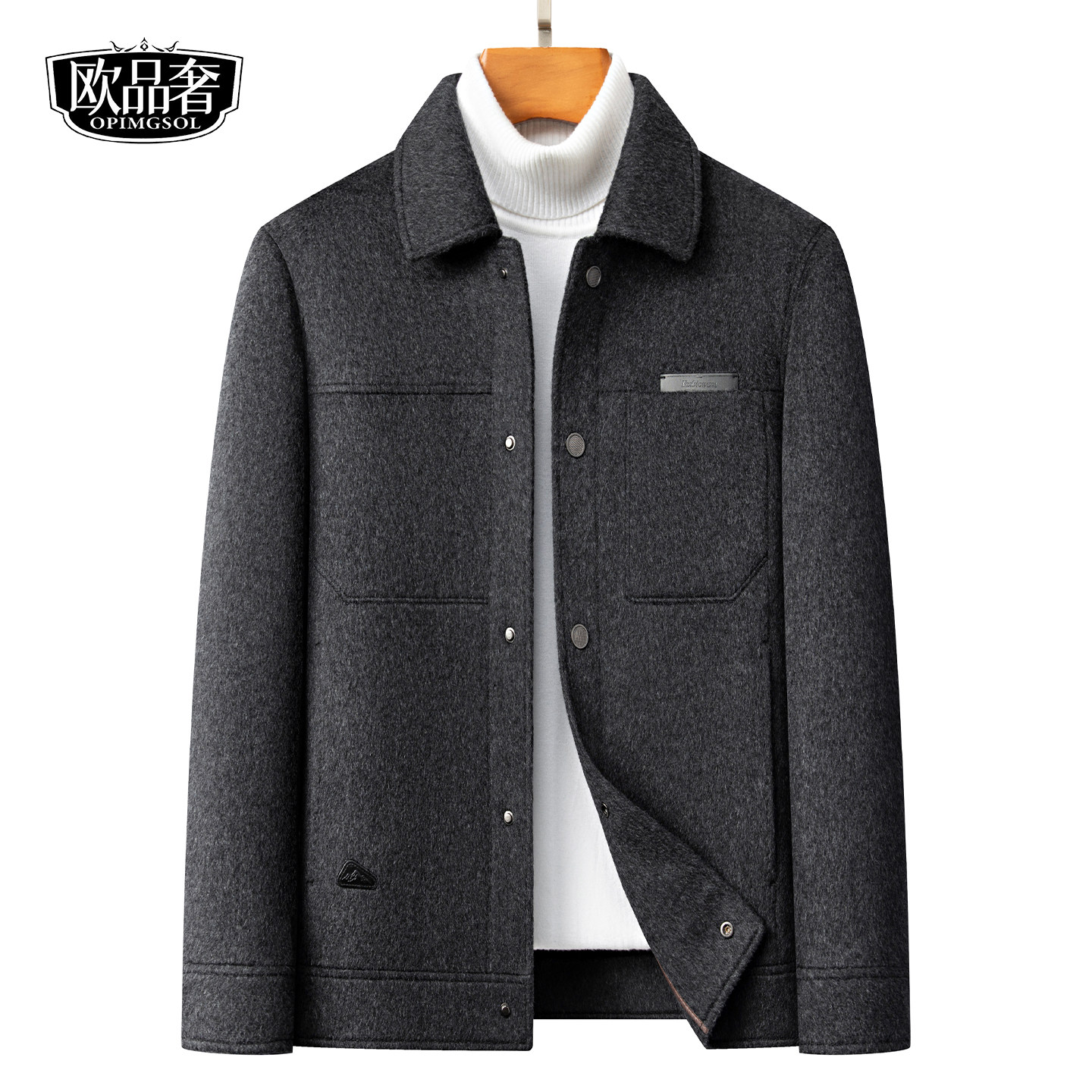 羊毛呢夹克男士外套短款翻领羽绒服内胆可脱卸冬季保暖双面呢大衣,男装,毛呢大衣,淘宝优惠券,粉丝福利购,淘宝优惠卷