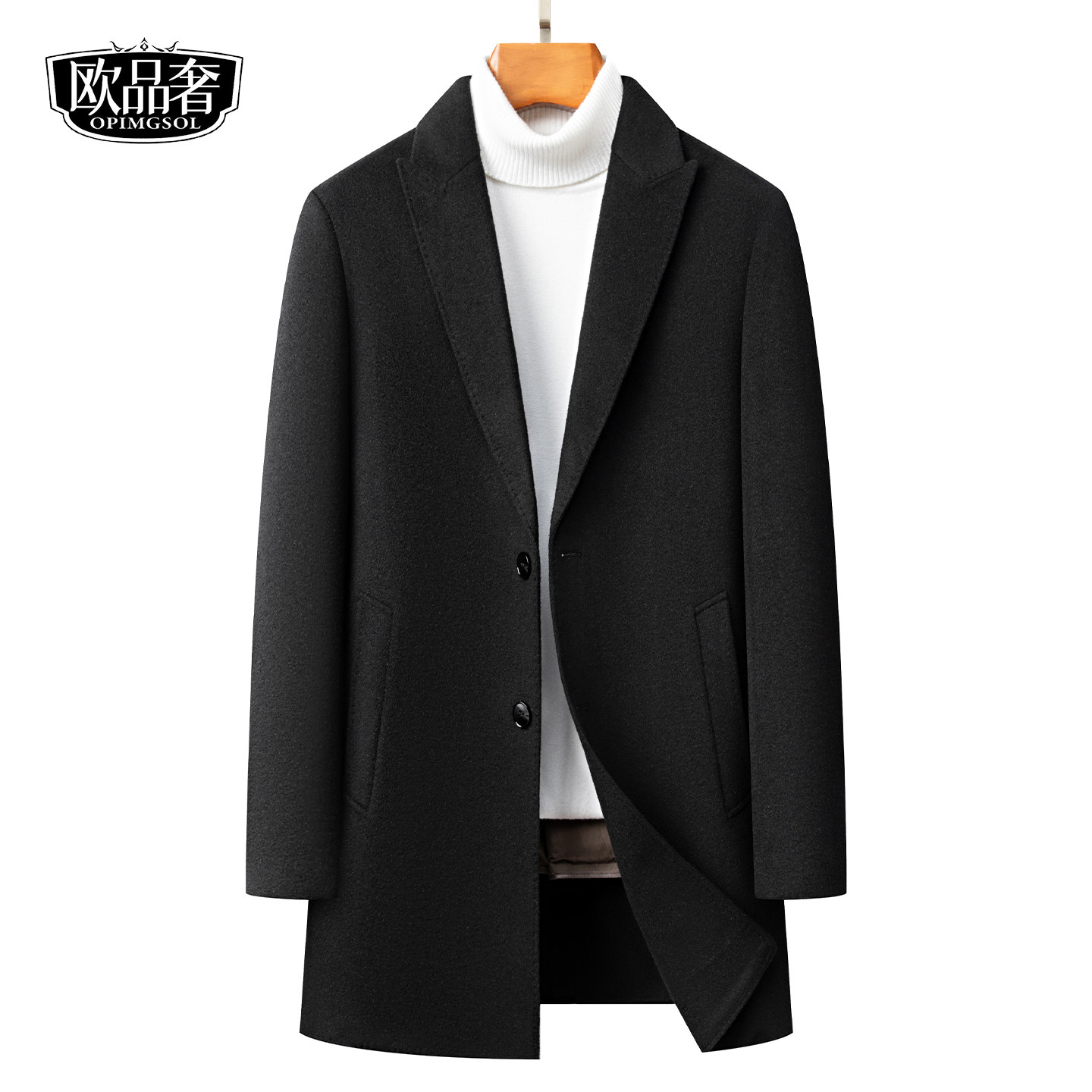 双面绒大衣男士中长款西装领羽绒服内胆冬季保暖男装高档毛呢外套