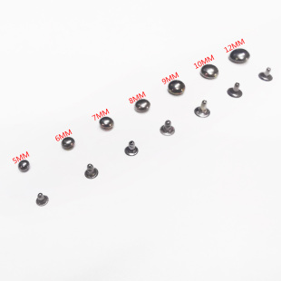 4mm 圆撞钉 圆蘑菇钉配件 DIY铆钉 12mm 枪黑 金色 圆形铆钉