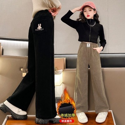 秋冬新款中大童加厚灯芯绒休闲裤