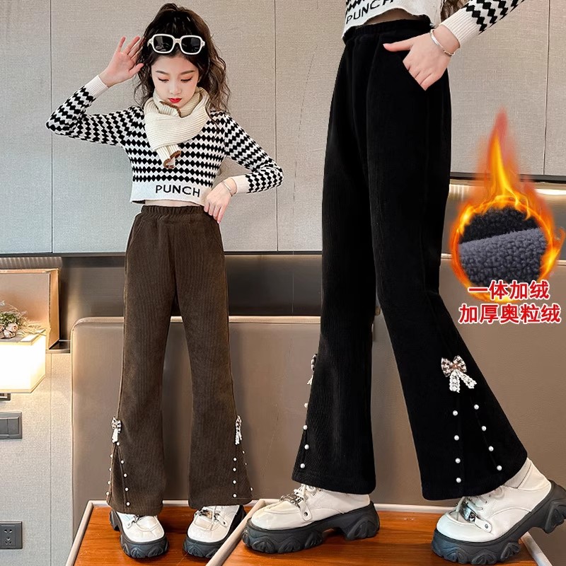 女童秋冬新款中大童高腰休闲长裤