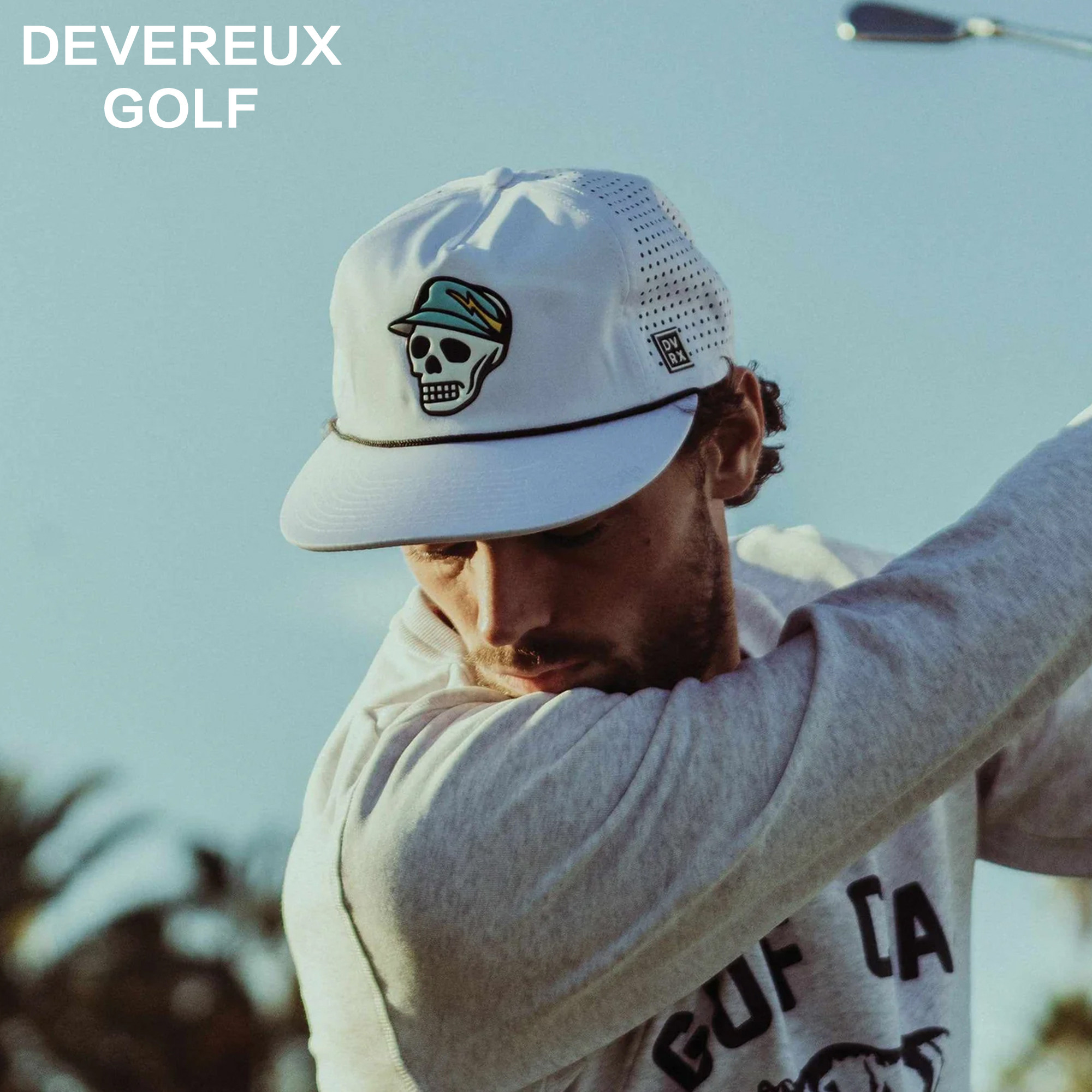 Devereux Golf潮牌高尔夫帽子男女情侣 闪电骷髅头透气鸭舌棒球帽