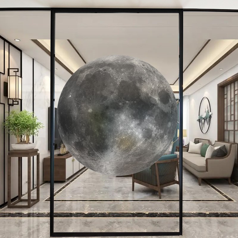 定制玻璃贴纸圆形透光不透明静电磨砂玻璃贴膜家用创意窗纸圆形