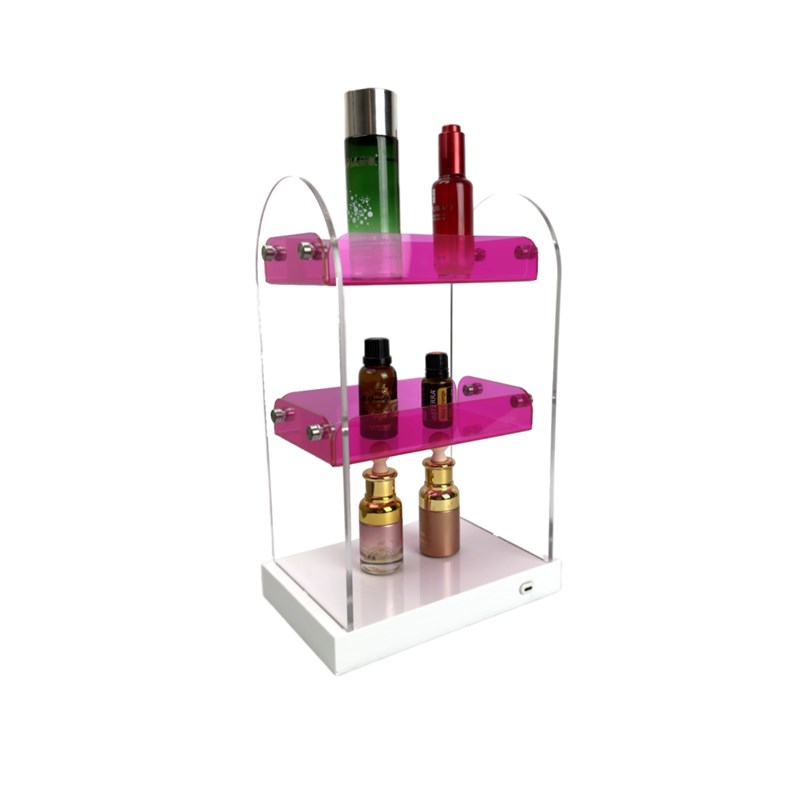 亚克力化妆品收纳架桌面置物架梳妆台护肤品收纳架带灯展示架