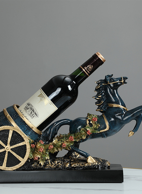 招财马拉车酒架子酒柜装饰品摆件客厅电视柜家居饰品美式工艺品