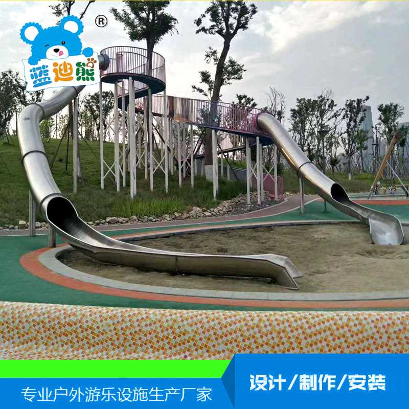 户外不锈钢滑梯设计 室内商场透明滑梯 大型游乐设备旋转滑梯厂家