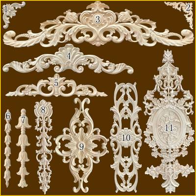 东阳木雕木质雕花装饰天然贴花实木门头长花门楣背景墙木花门心花