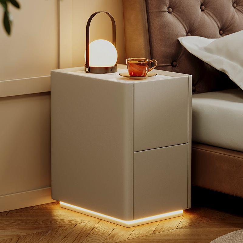 意式床头柜小型迷你带灯简约现代30公分窄柜家用卧室床边窄夹缝柜