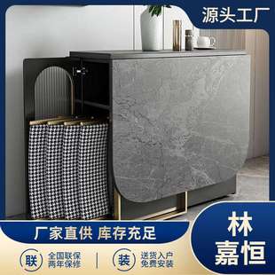 轻奢小户型现代简约多功能省空间伸缩家用饭桌 岩板折叠餐桌椅意式
