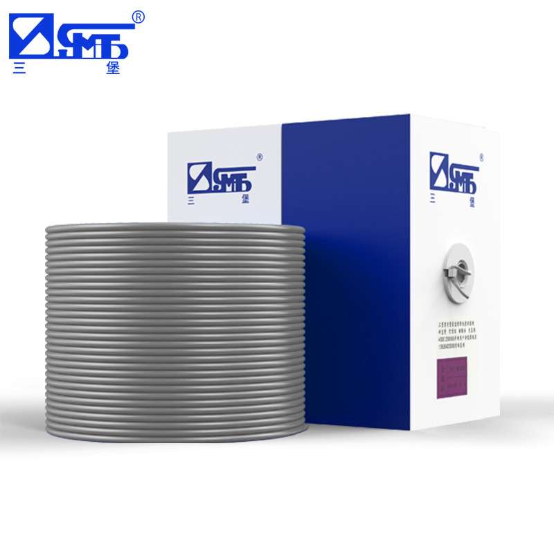 三堡原装工程超五类非屏蔽纯铜网线UTP室内外网络线灰色(305米）