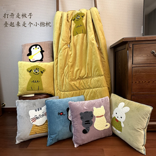两用卡通抱枕被加厚保暖折叠被子办公汽车家居秋冬.保暖午休被