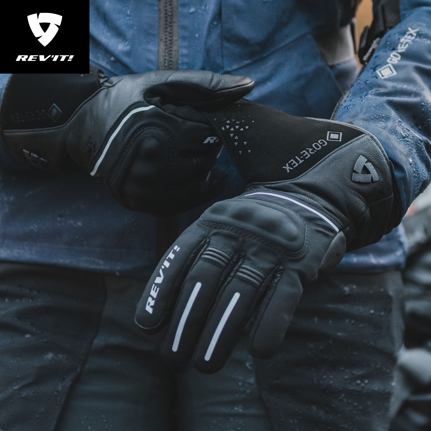 REVIT锐飞特云层3GTX羊皮摩托车骑行手套男女冬季防水保暖厚触屏