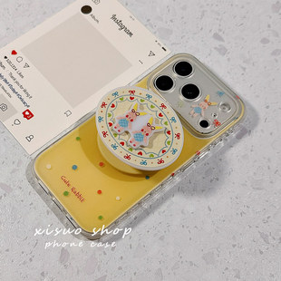 简约彩色波点适用于苹果17promax手机壳iphone16新款 15女13全包14高级感网红巨好看硅胶防摔超薄带磁吸支架软