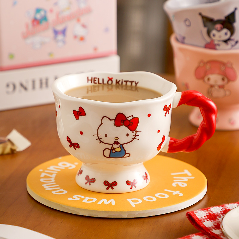 HelloKitty马克杯陶瓷三丽鸥杯子高颜值女生家用喝水高脚咖啡杯