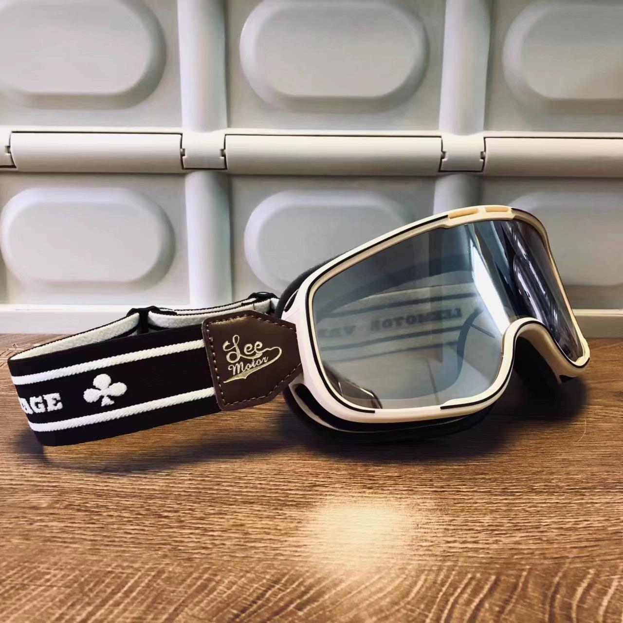 复古风镜越野全盔 近视3/4半盔摩托车骑行护目镜哈雷头盔通用大框