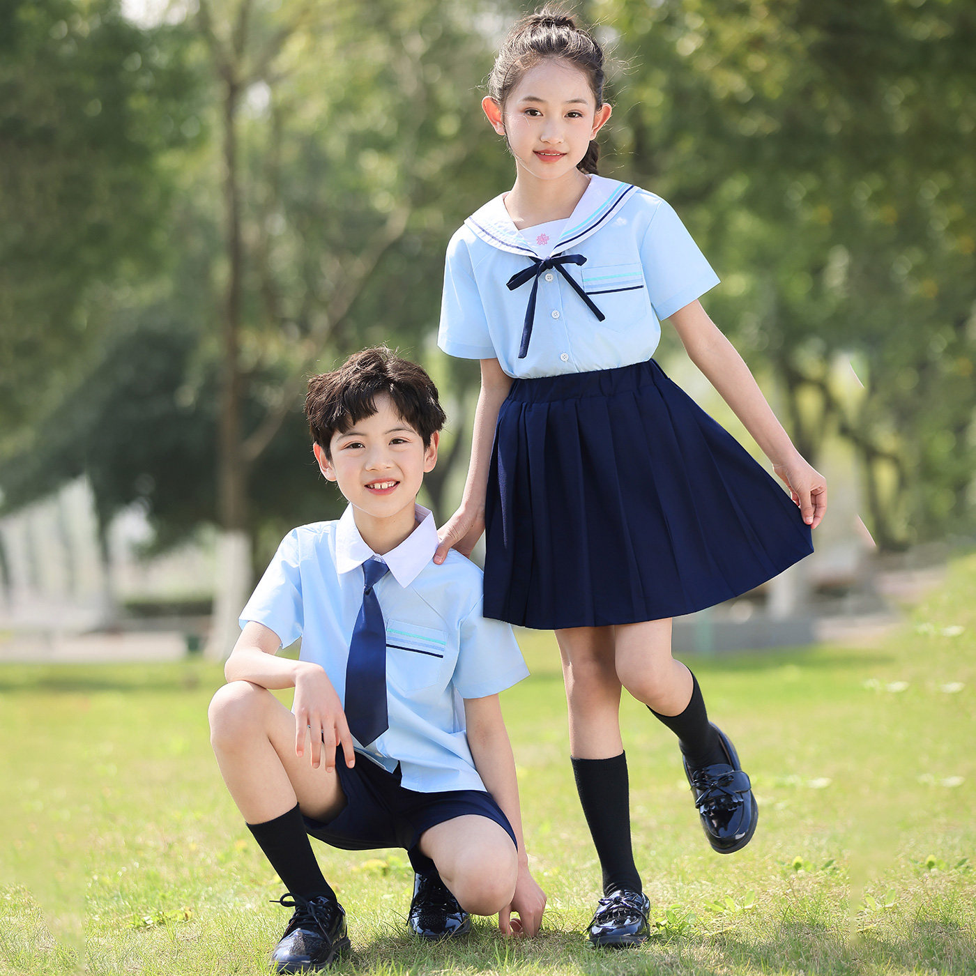 六一儿童演出服夏季幼儿园毕业照班服海军风小学生朗诵合唱表演服