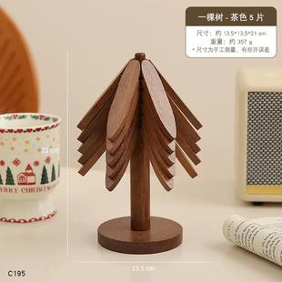胡桃色一棵树隔热垫防烫家用餐桌创意楠竹桌垫摆件垫耐高温杯垫