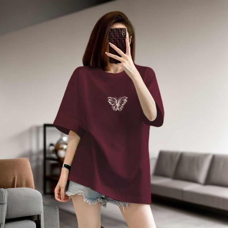 中长款纯棉短袖t恤女装20